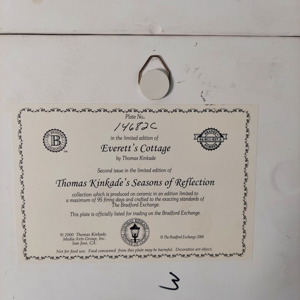 Thomas Kinkade Seasons of Reflection Bradford Exchange Ceramic Plate Set of 4 - Picture 9 of 12